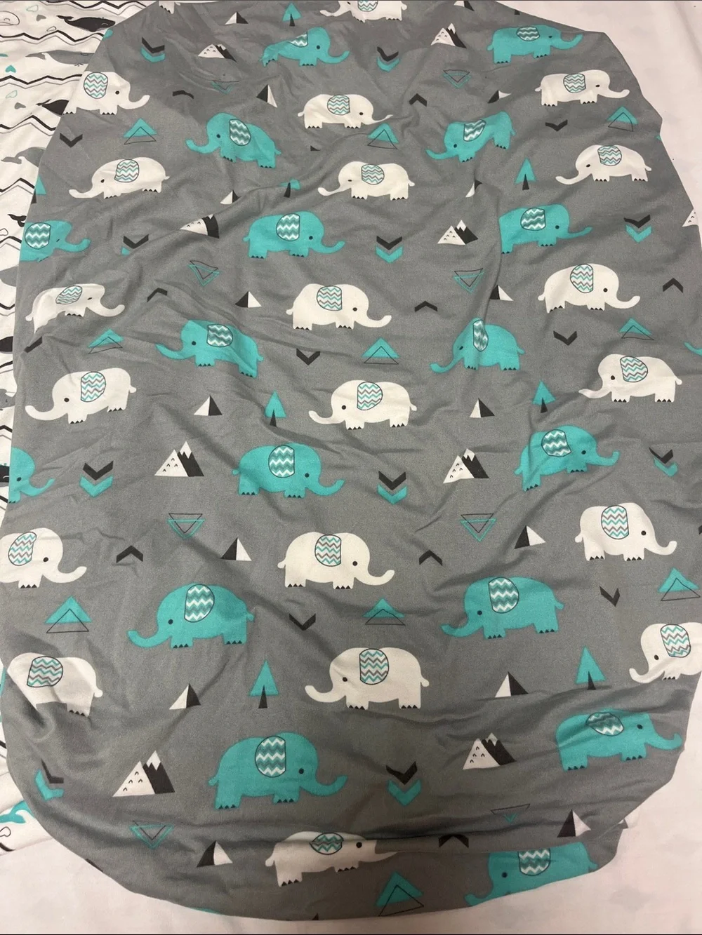 Pack and Play Unisex Elephant & Whale Fitted Crib Sheets - Gray & White